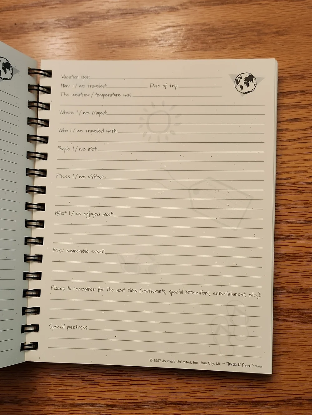 Vacation Traveler's Journal